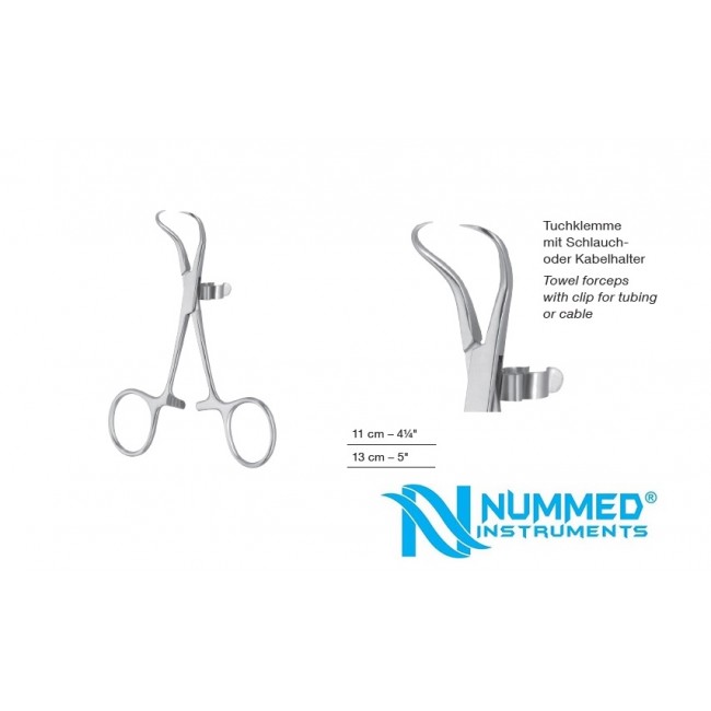Backhaus Towel Forceps With Clip for Tubing or Cable